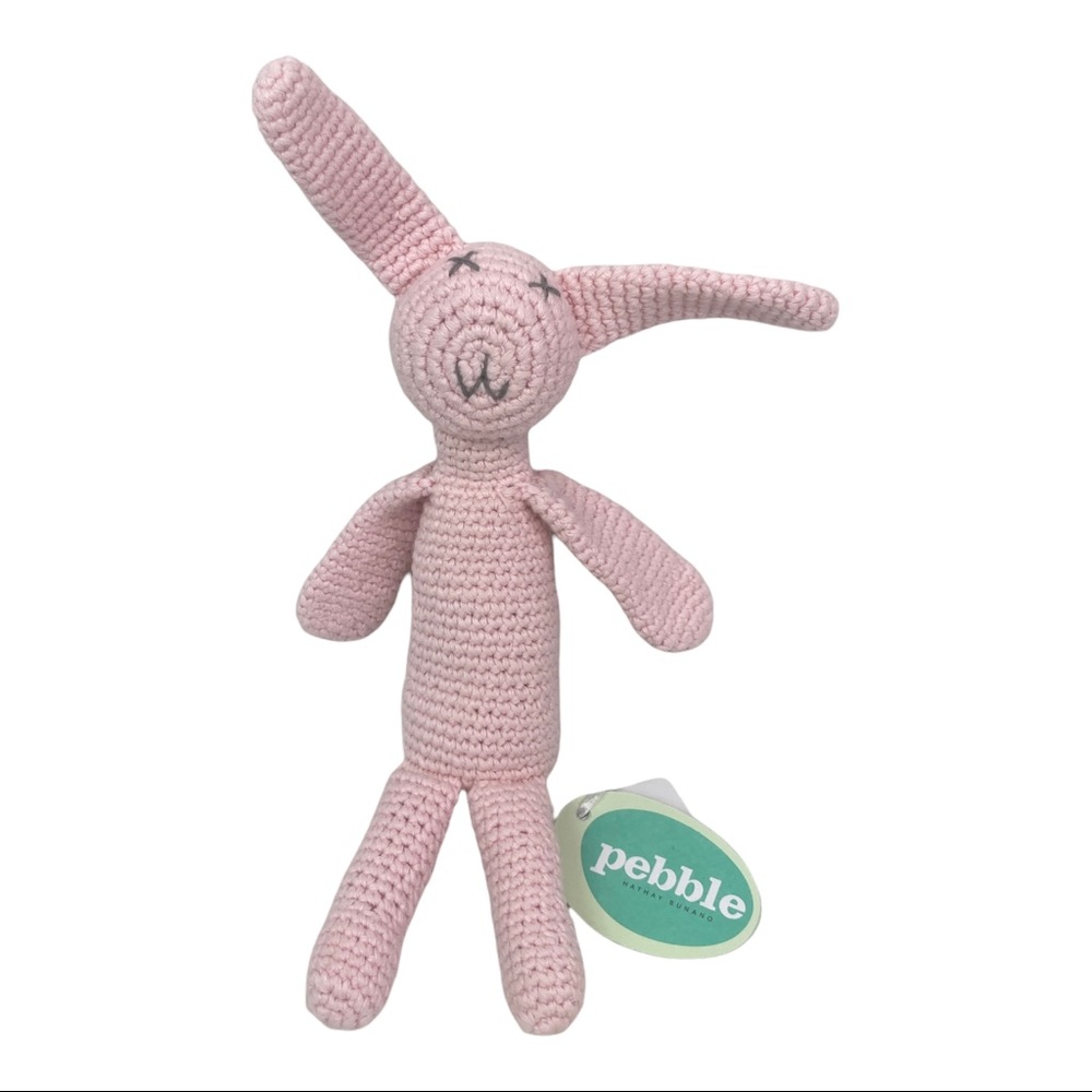 Pebble, Crochet Knit, Bunny Rabbit, 0+ Baby, 100% Cotton, Hathay Bunano pink